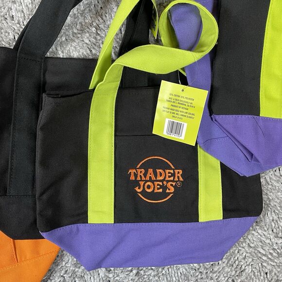 Trader Joe's Trick Or Treat 10 Mini Canvas Tote Bags Halloween Limited Edition - Picture 4 of 5
